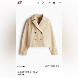 New with Tags H&M Beige Double-Breasted Trench Coat